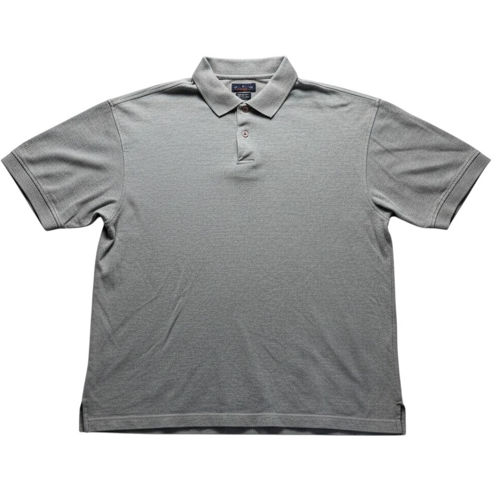 Perry Ellis Polo Shirt Mens Medium Gray 100% Cotton Knit Short Sleeve Casual